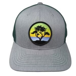 Tommy Breeze Trucker Hat Gray Green OS Snapback Embroidered Tree Sunset Patch
